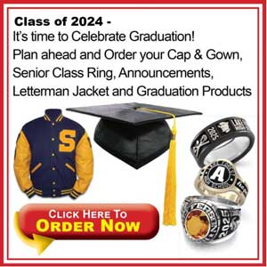 Class of 2024 cap and gown ordering information flyer